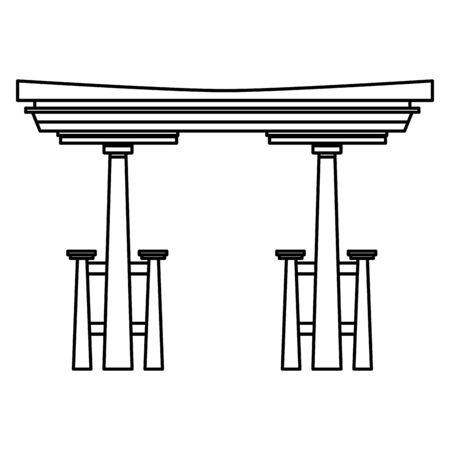 Chinese entrance door building cartoon ,vector illustration graphic design.のイラスト素材