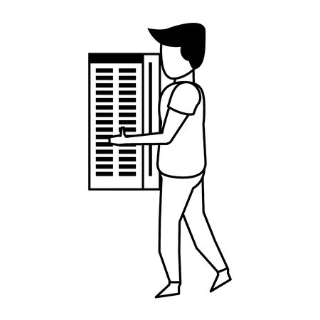 server tower network hardware with technology user cartoon vector illustration graphic designのイラスト素材