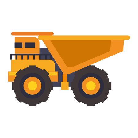 mining cargo truck vehicle machinery isolated sideview vector illustration graphic designのイラスト素材
