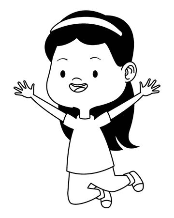 Beautiful girl jumping, smiling and having fun vector illustration graphic design.のイラスト素材