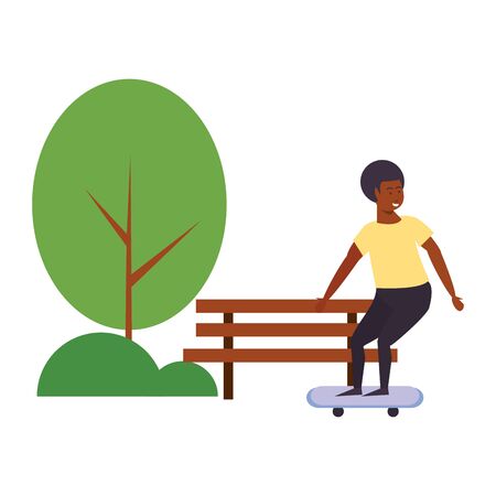 Young man on skateboard at park cartoon isolated vector illustration graphic designのイラスト素材
