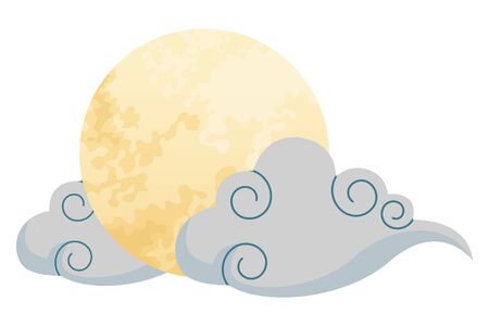 Rabbit playing on moon with cloud cartoon ,vector illustration graphic design.のイラスト素材