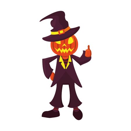 halloween october scary celebration, pumpkin man cartoon vector illustration graphic designのイラスト素材