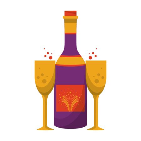 party festive celebration carnival happy entertainment, alcoholic champagne drink with glasses cartoon vector illustration graphic designのイラスト素材