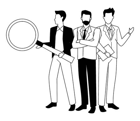 Group of business partners with business and symbols, executive entrepreneur teamwork ,vector illustration graphic design.のイラスト素材