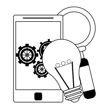 technology digital modern hardware, smartphone support and analysis cartoon vector illustration graphic designのイラスト素材