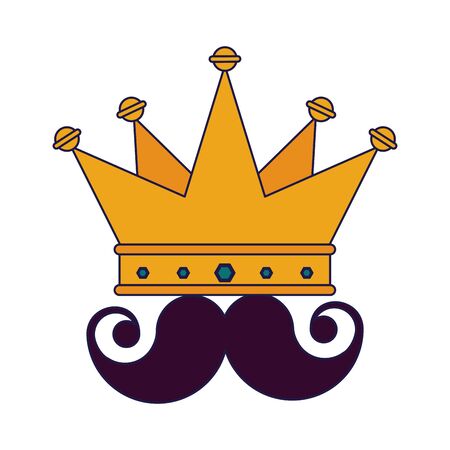 party mask moustache style with crown festive carnival costume celebration decoration cartoon vector illustration graphic designのイラスト素材