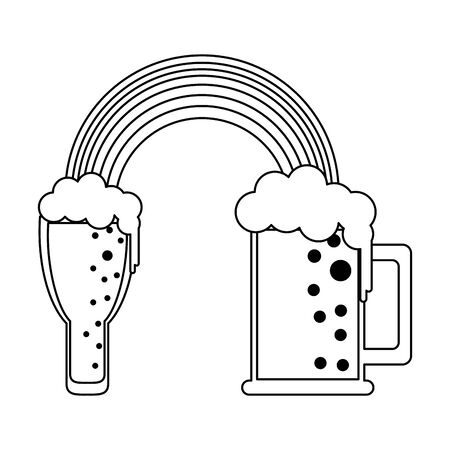 saint patricks day irish tradition beer glasses with rainbow cartoon vector illustration graphic designのイラスト素材
