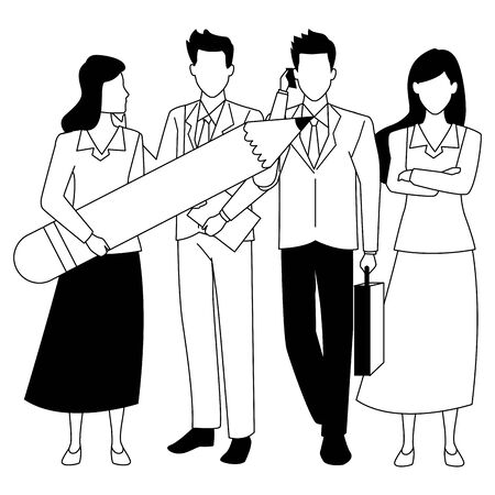 Group of business partners with business and symbols, executive entrepreneur teamwork ,vector illustration graphic design.のイラスト素材