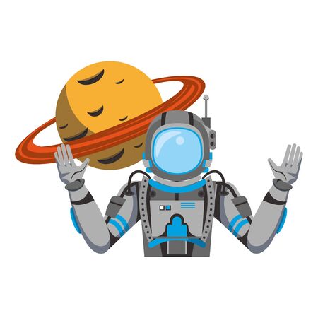 universe space galaxy astronomy science astronaut with planet cartoon vector illustration graphic designのイラスト素材