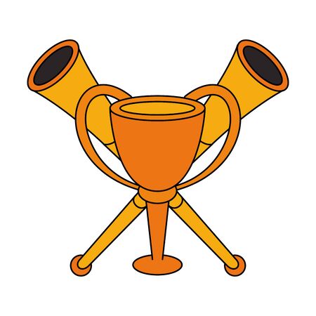 trophy success champion cup with stadium megaphones cartoon vector illustration graphic designのイラスト素材