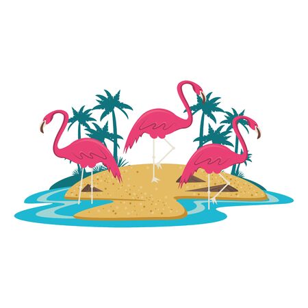 flemish on island with palms icon cartoon isolated vector illustration graphic designのイラスト素材
