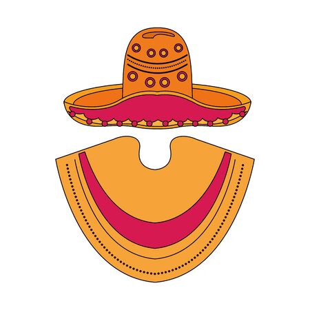Mexican mariachi hat and poncho cartoon vector illustration graphic designのイラスト素材