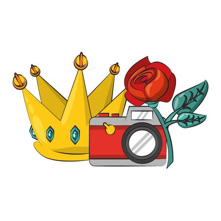 pop art retro vintage classic sexy cool trendy, photography objects cartoon vector illustration graphic designのイラスト素材