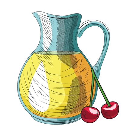 Fresh fruit nutrition healthy grouped orange juice jar and cherry fitness diet options vector illustration graphic designのイラスト素材