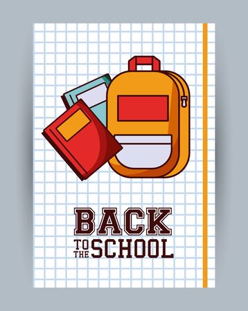 Back to school season card and poster, school utensils and supplies cartoons. vector illustration graphic designのイラスト素材