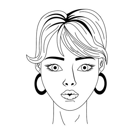 retro vintage pop art woman face cartoon vector illustration graphic designのイラスト素材