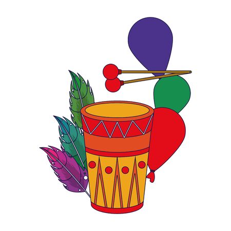 party festive celebration carnival happy entertainment, drum instrument with decoration cartoon vector illustration graphic designのイラスト素材