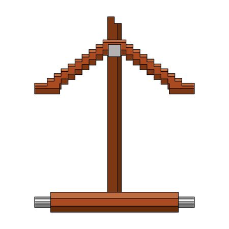 videogame pixelated retro art digital entertainment, wooden obstacle isolated cartoon vector illustration graphic designのイラスト素材