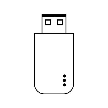technlogy device usb cartoon vector illustration graphic design in black and white
