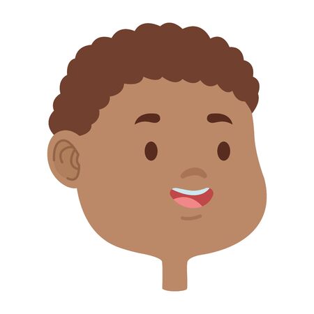 Cute young and afroamerican boy smiling face head cartoons ,vector illustration graphic design.のイラスト素材