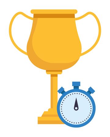 trophy cup award with chronometer icon cartoonのイラスト素材