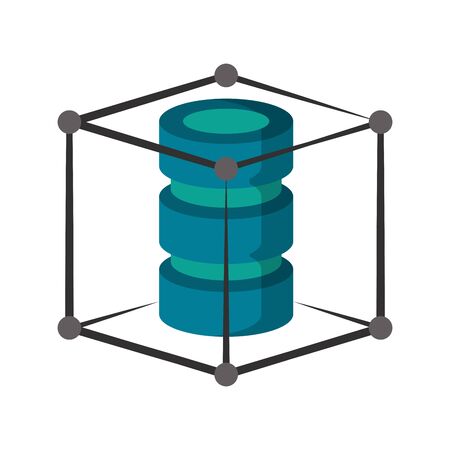 Servers disks protected inside cube security system vector illustration graphic designのイラスト素材