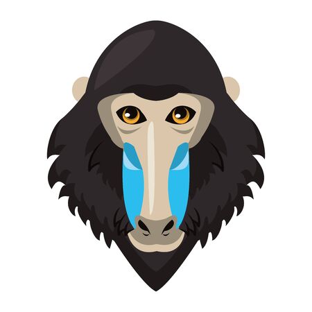Mandrill wildlife animal head cartoon isolated vector illustration graphic designのイラスト素材