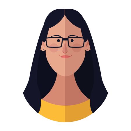 Woman with glasses face cartoon profile vector illustration graphic designのイラスト素材