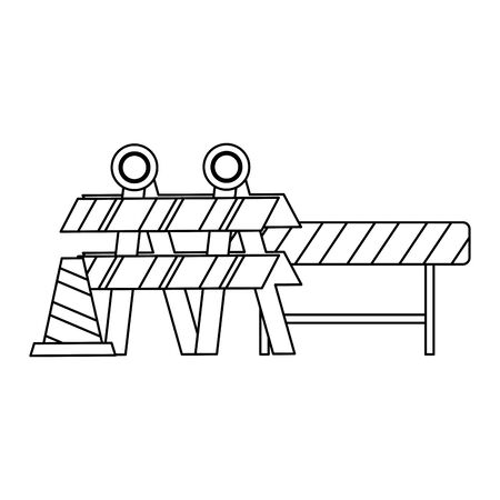 construction architectural engineering work, under sonstruction signs with barricade cartoon vector illustration graphic designのイラスト素材