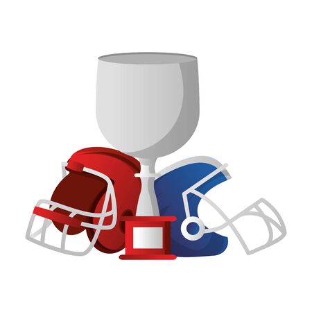 american football sport game champion trophy with helmets cartoon vector illustration graphic designのイラスト素材