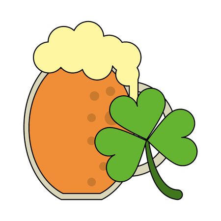 saint patricks day irish tradition clover with beer cartoon vector illustration graphic designのイラスト素材