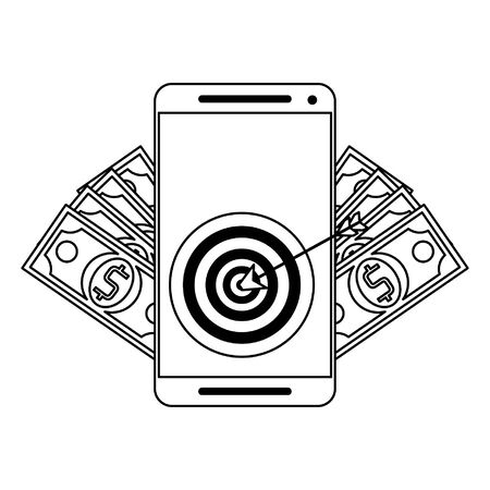 Smartphone with target and money symbols vector illustration graphic designのイラスト素材
