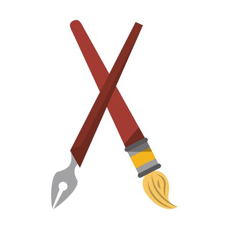 Paint brush and pen art tool cartoon vector illustration graphic designのイラスト素材