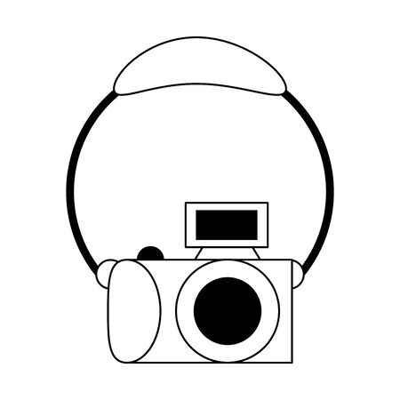Photographic camera and headphones cartoon vector illustration graphic designのイラスト素材