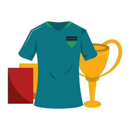 Soccer sport game tshirt referee cards and trophy cup isolated vector illustration graphic designのイラスト素材