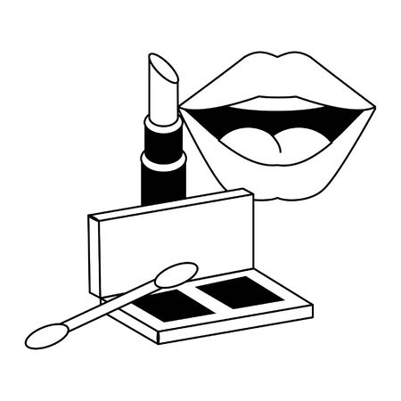 Make up and women fashion beauty lipstick mouth and eye shadows vector illustration graphic designのイラスト素材