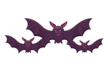 halloween bats flying animals icons vector illustration designのイラスト素材