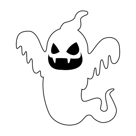 ghost floating halloween character icon vector illustration designのイラスト素材