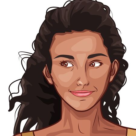Pop art beautiful afroamerican woman face cartoon isolated, vector illustration graphic design.のイラスト素材