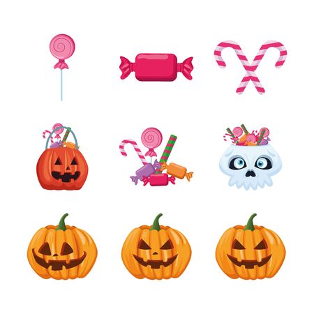bundle of halloween set icons vector illustration designのイラスト素材