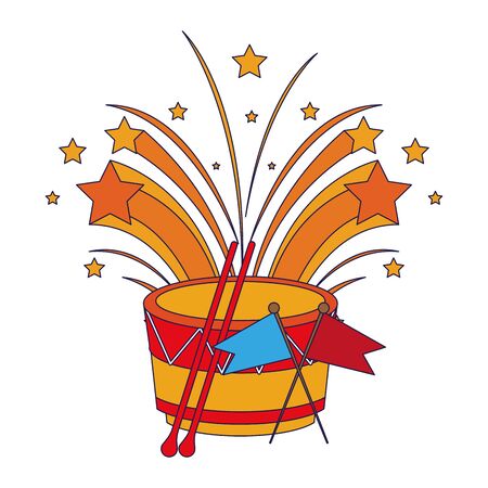 party festive celebration carnival happy entertainment, drum instrument with decoration cartoon vector illustration graphic designのイラスト素材