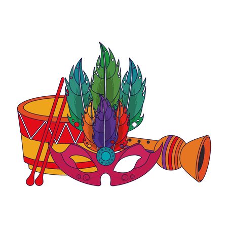 party festive celebration carnival happy entertainment, instruments with decoration cartoon vector illustration graphic designのイラスト素材