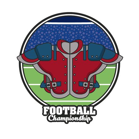 Football sport championship emblem with equipment symbols round icon , sport tournament. vector illustration.のイラスト素材