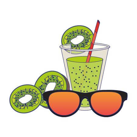 Summer sunglasses cartoons kiwi drinks and cocktails vector illustration graphic designのイラスト素材