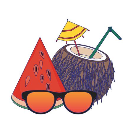 Summer sunglasses cartoons drinks and cocktails vector illustration graphic designのイラスト素材
