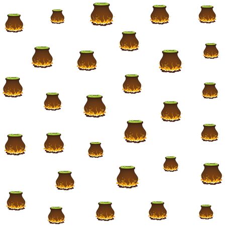 halloween witch cauldrons pattern background vector illustration designのイラスト素材