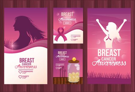 Breast Cancer Awareness Fundraise invitation design, vector illustrationのイラスト素材