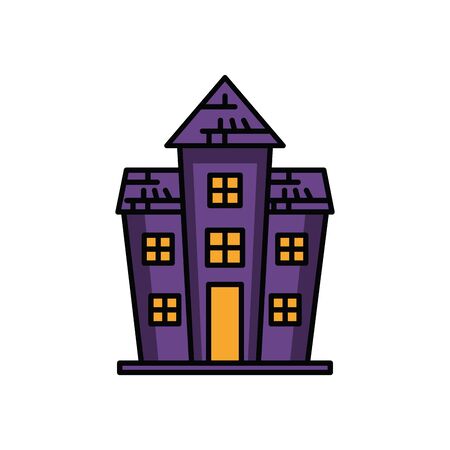 halloween dark haunted mansion building vector illustration designのイラスト素材