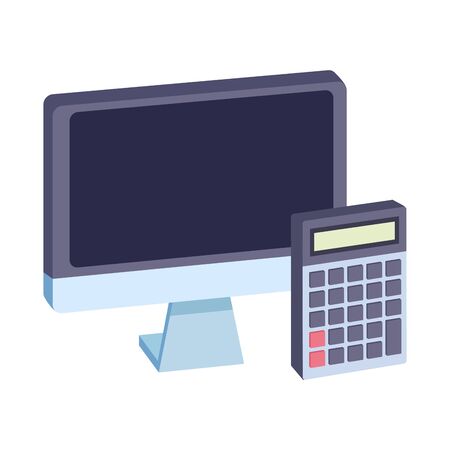 Office elements and business symbols computer and calculator ,vector illustration graphic design.のイラスト素材